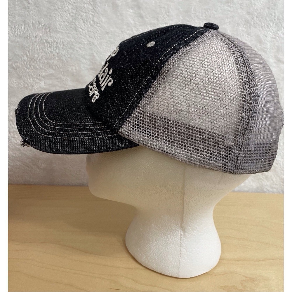 Jeep Hair Don't Care Trucker Hat Black Gray Mesh Distressed Adjustable - Picture 5 of 7